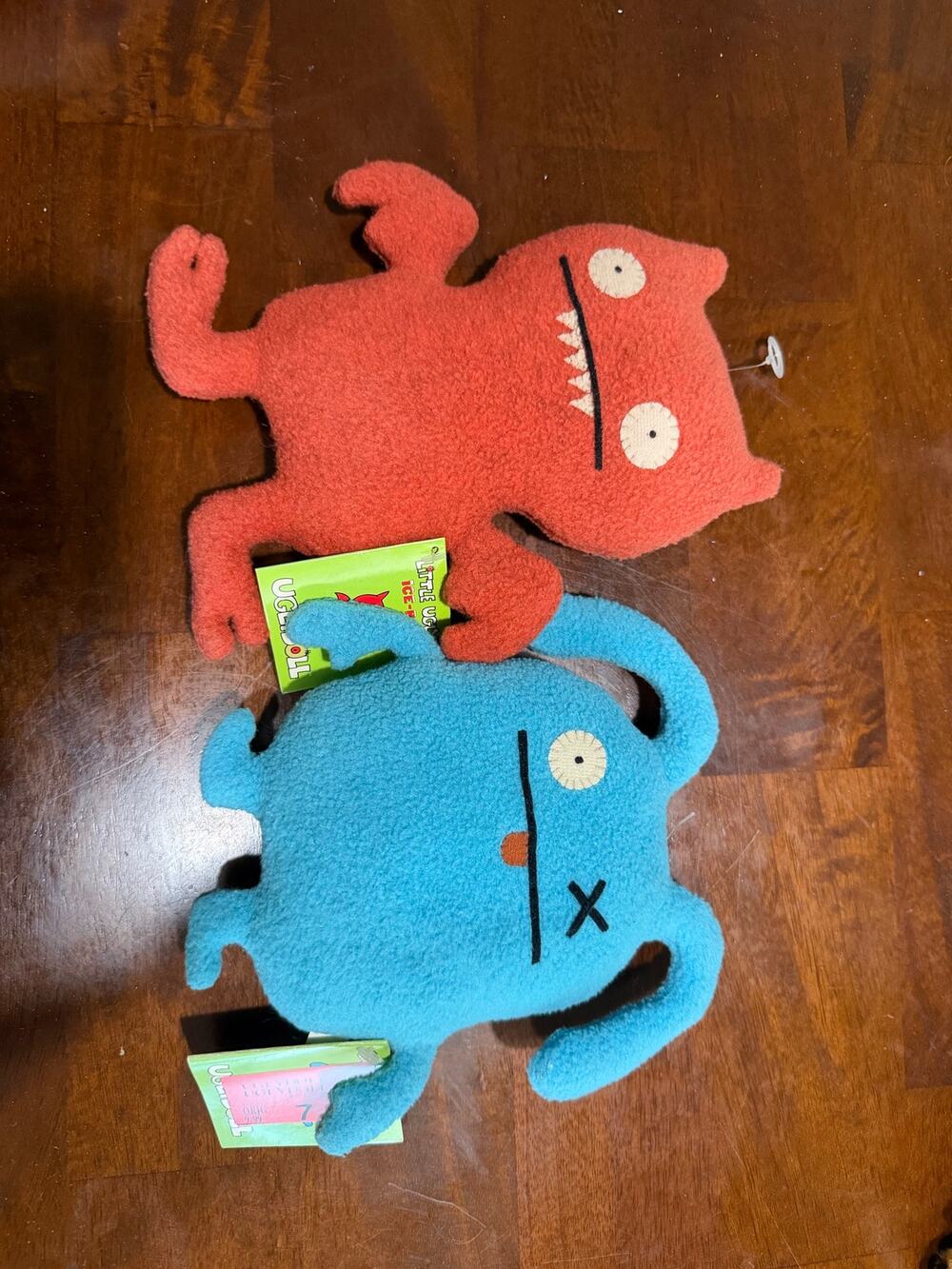 Uglydoll Set of 2 Plush Toys: Red Ice-Bat and Blue OX